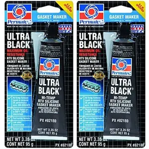 Permatex 82180 Ultra Black Maximum Oil Resistance RTV Silicone Gasket Maker, 3oz Adhesive Sealant for Hardware Applications