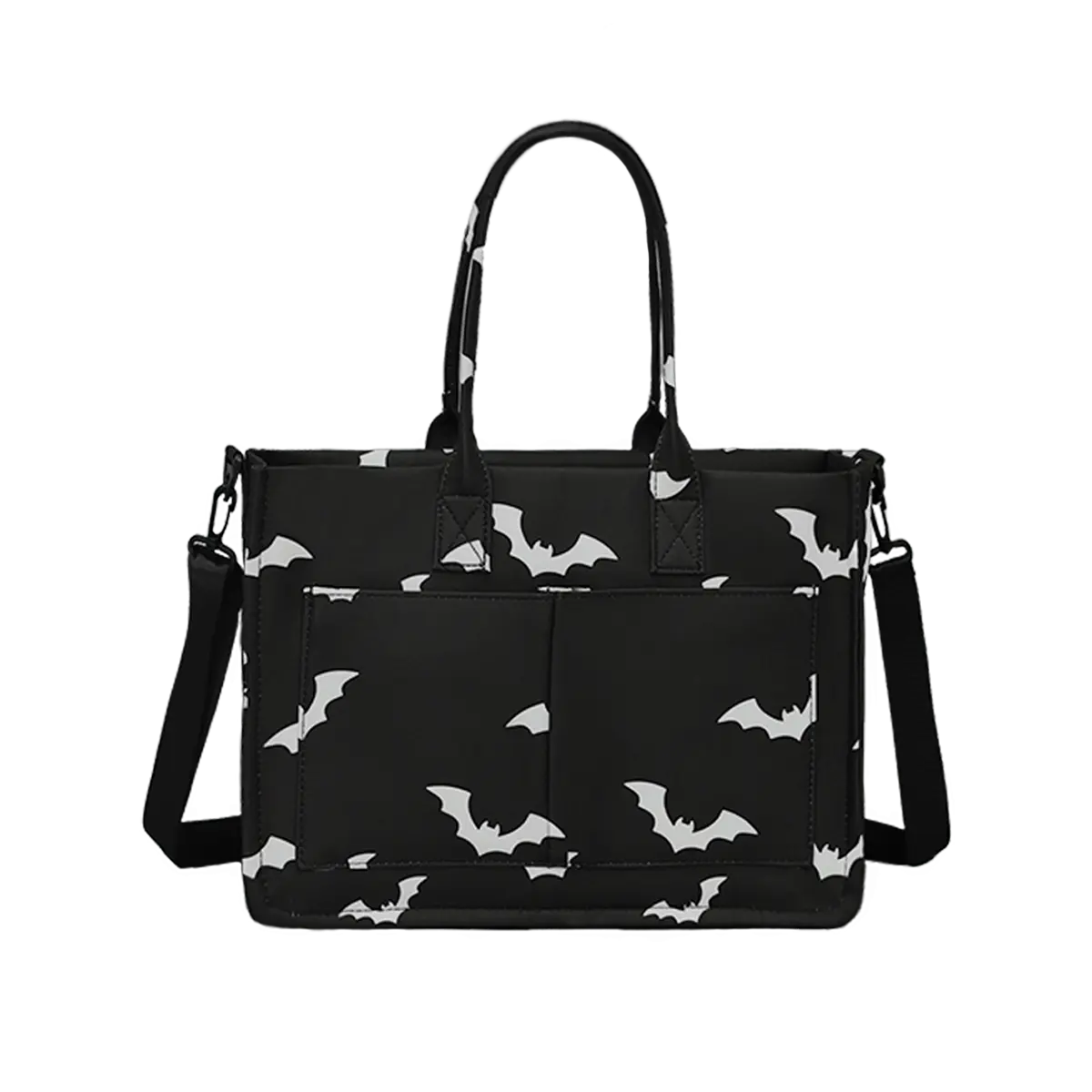 RIVERICH Black Bat Print Tote Bag for Women, Large Capacity Multi-Pocket Shoulder Bag, Musthavejoy Black Owned Tote Bag, Fashion Carry Handbag, Durable Lightweight Reusable Zipper Pocket Work School Travel Everyday Carry Ladies Purse