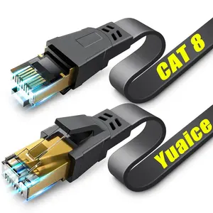 Cat 8 Ethernet Cable - 3FT High Speed Flat Internet Network Cable - Multiple Size Options (3FT-100FT) - Professional LAN Cable - Gold Plated RJ45 Connector - Shielded for Indoor & Outdoor Use
