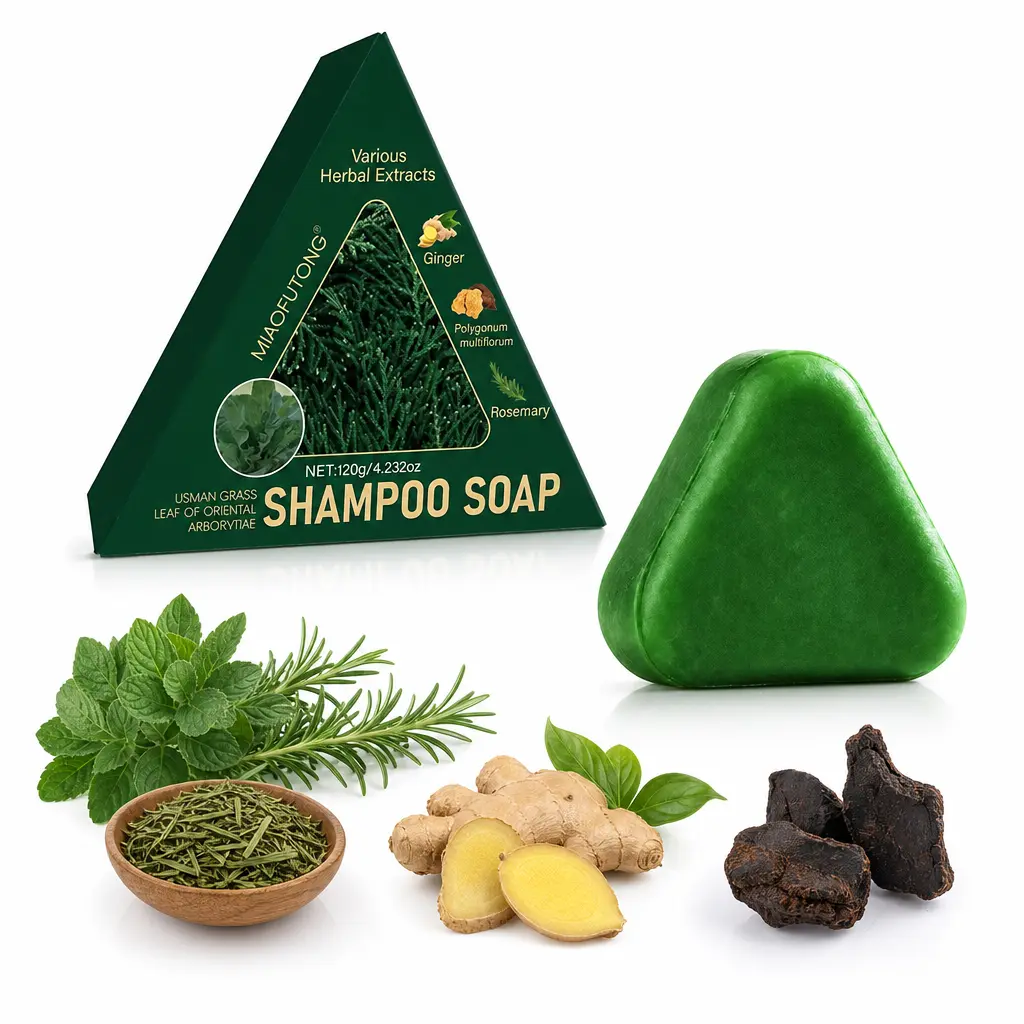 Anti hair loss shampoo containing DHT inhibitors such as Usman grass Polygonum multiflorum, ginseng, and tea tree oil can enhance hair roots