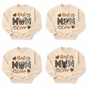 Best Dog Mom Ever Leopard Print Sweatshirt Sand & Sport Grey – 25 Cute Dogs Personalized Custom Dog Lover Gift for Stylish Moms Today