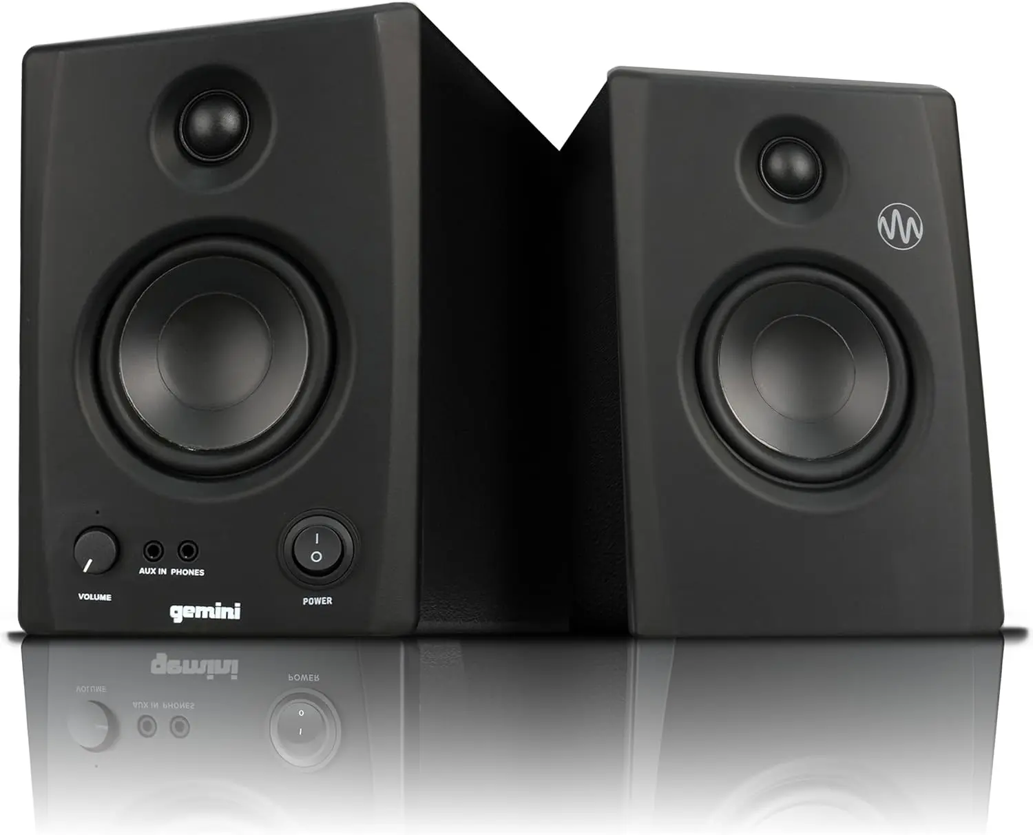 Gemini Sound SMX-3BT 100W Bluetooth Bookshelf Studio Monitor Speakers Active Passive Pair for PC Turntables Desktop RCA 3.5mm Aux Input Wood Cabinet EQ Control Perfect for Home Studio and DJs - Audio