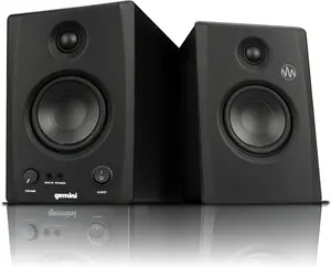 Gemini Sound SMX-3BT 100W Bluetooth Bookshelf Studio Monitor Speakers Active Passive Pair for PC Turntables Desktop RCA 3.5mm Aux Input Wood Cabinet EQ Control Perfect for Home Studio and DJs - Audio