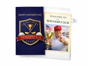 Trump Father’s Day Card with Audio "Welcome to the Winner’s Club" Funny Golf Talking Greeting Card with 30 Second Voice Message for Dad