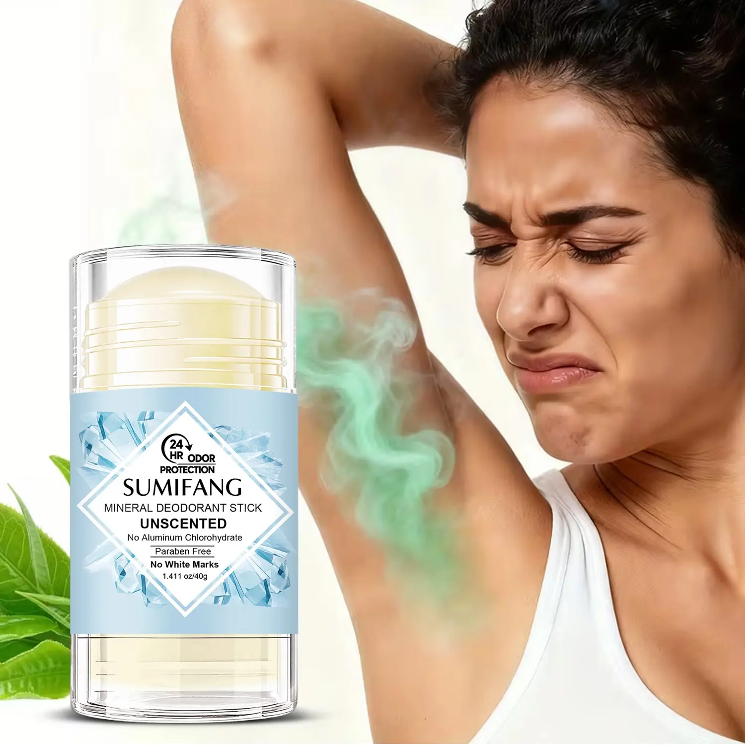 24-Hour Aluminum-Free Body Deodorant Stick, Effective Odor Control, Sweat Odor Control, Freshness Maintenance, Gentle Formula, No Marks, Portable, 40g