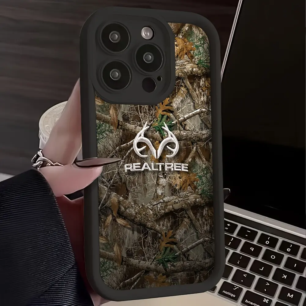 Phone Case - R-Realtree Real Tree Camo Phone Case Compatible with iPhone 17 E Air Pro ProMax iPhone16 15 14 Plus 13 12 Mini 11 X XS XR, Soft TPU Back Cover for Drop Protection Cellphone Casing