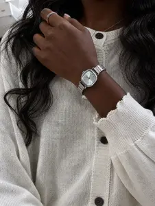 NAIDU Sunlit Gold-plated Petite Square Watch | Skin-Brightening Minimalist + Adjustable Steel Strap - Effortless Elegance