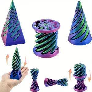3 Pack Impossible Cones, Spiral Cone Decompression Toys, 3D Printed Pyramid Transfer Toy, Mini Swirl Line Illusion, Anxiety Relief, Stress Relief Fidgeting, Stress Relief Gadgets