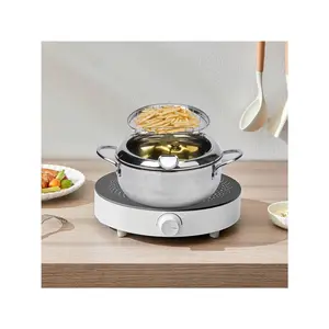 Deep Fryer Pot Tempura Frying Pan 304 Stainless Steel Flat Bottom Stove Top Japanese Style Cookware W/Lid & Temperature Control Thermometer 304#20cm Fryer Deep Frying Pot 304 Stainless Steel Deep Fryer Pot With Thermometer A