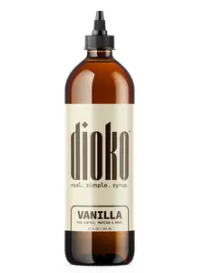 Dioko Vanilla Simple Syrup, 12 fl. oz Premium Coffee & Dessert Syrup with Easy Pour Spout | No Artificial Dyes or Colors | Perfect for Lattes, Iced Coffee, Cocktails, Pancakes & More
