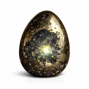 Pyrite Portal Egg UV Reactive Cosmic Core Noir Vault Series Unique Mirror Finish Raw Crystal Pockets Earth Energy Preserved Natural home crystal stone office original