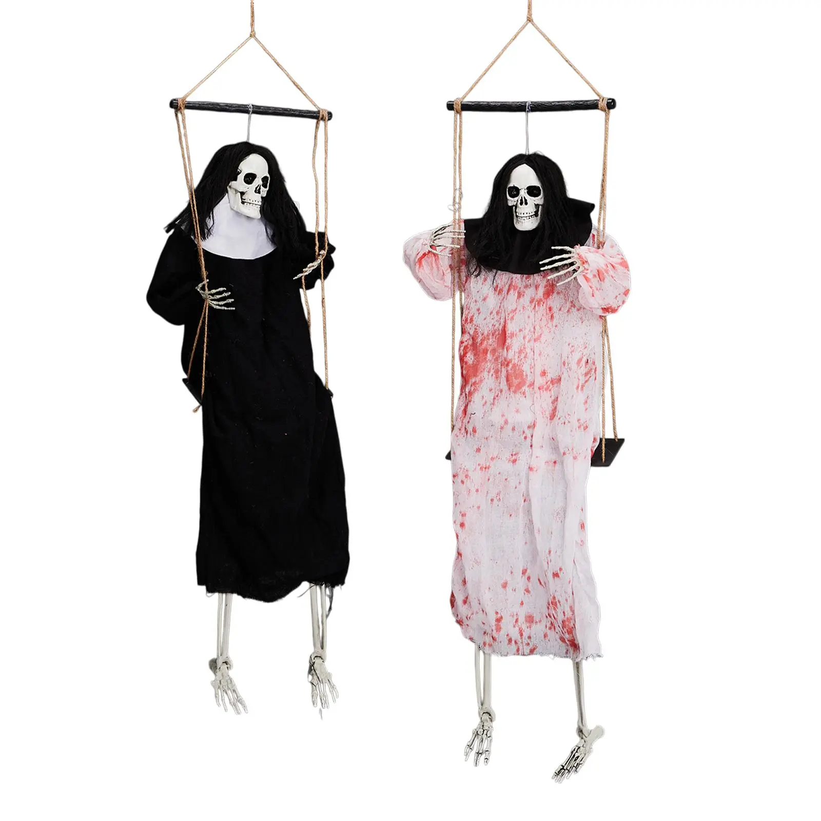 UBESGOO Outdoor Halloween Decorations 2 Packs Hanging Ghosts Decor with Lighted Up Eyes and Horror Scream, 3ft Scary Grim Reaper Swinging Ghost Flying for Yard Patio Lawn Garden