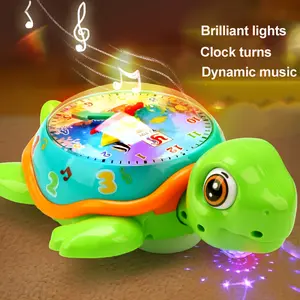 Kids Toddler Crawling Turtle Toy for Ages 2+, Electric Transparent Gear Swing Turtle with Fun Lights & Music, All Direction Walking Learning Toy, Christmas Birthday Holiday Gift for Boys Girls