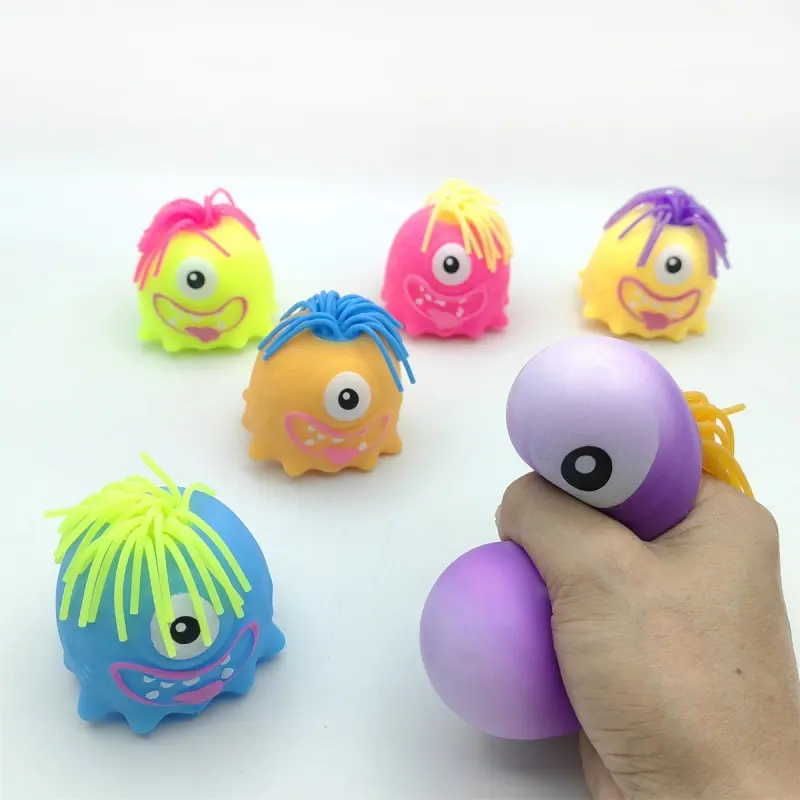 Monster Squishy Fidget Toy, Stretchy Flour Monster Stress Relief Toy, Funny Pull Hair Monster Squeeze for Halloween Decor & Party Gifts