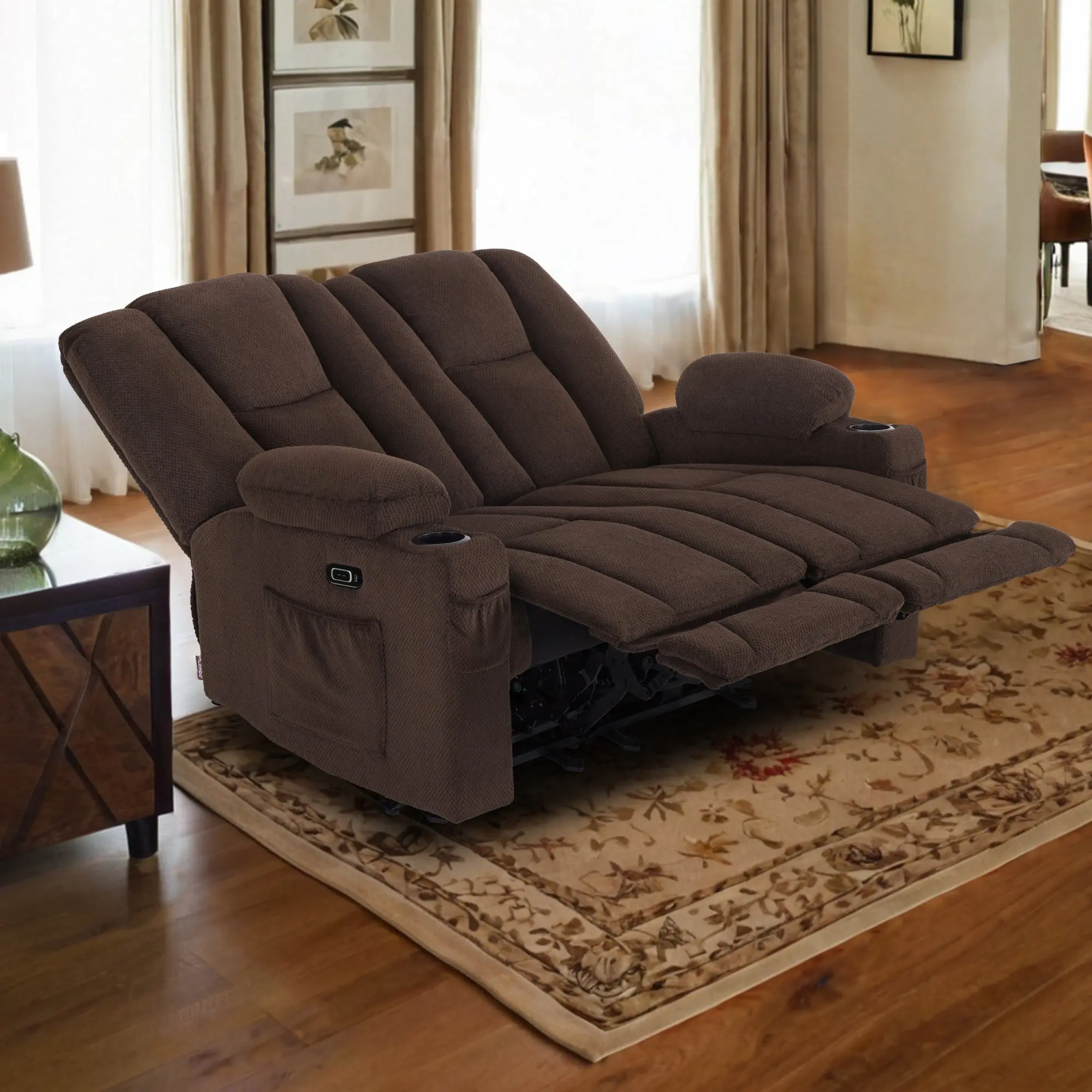 62 in Reclining Loveseat Recliner with Heat & Massage 6034M1