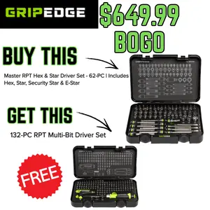 GripEdge Master Hex & Star Driver Set & 132 pc Multi-Bit Set PROMO