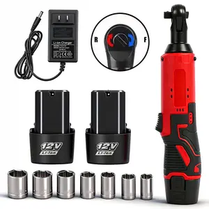 Electric Ratchet Wrench, 12V Heavy Duty, Cordless Electric Socket Wrench Set With 2 x 1.5Ah Batteries, Variable speed Power Ratchet Wrench - Time-Saving Auto Repair Tool, BlackFriday Christmasgift for Men