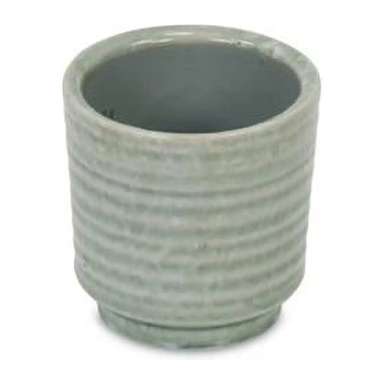 Cheungs 5660GRN Modern Celadon Rippled Ceramic Planter - Green, Outdoor Safe, Weatherproof