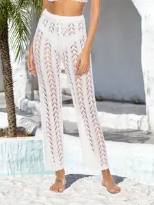 Cutout Drawstring High Waist Swim Coverup Pants