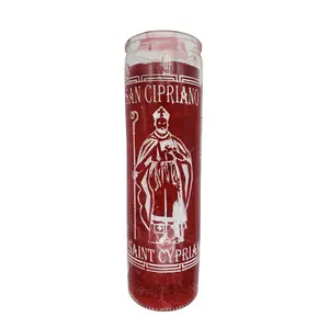 SAN CIPRIANO VELADORA ROJA / SAINT CYPRIA RED RITUAL CANDLE