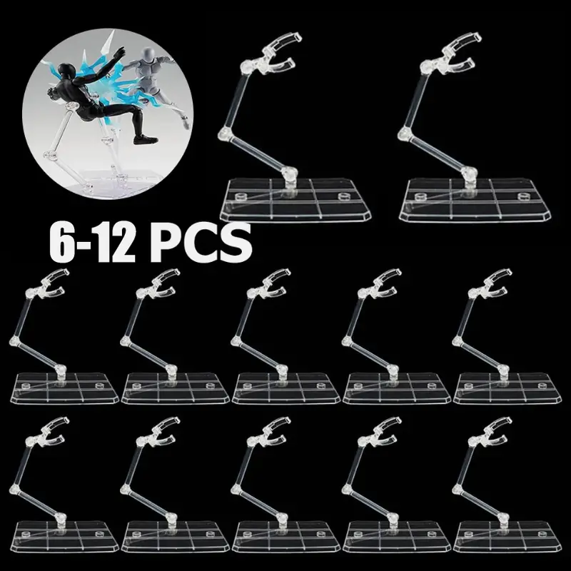 HG144 DIY Plastic Action Figure Display Holder Base - 6 Pcs Adjustable, Lightweight, Durable & Sturdy Support Stand for 6-8 Inch Collectible Doll Models, Ideal for Collectors and Enthusiasts, Diorama Effects