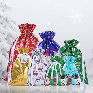 Christmas Gift Bags Assorted Designs Reusable Drawstring Wrapping Bags for Presents Small Gifts Party Favors Decorations and Holiday Surprises Perfect for Christmas Celebration and Gift Packaging