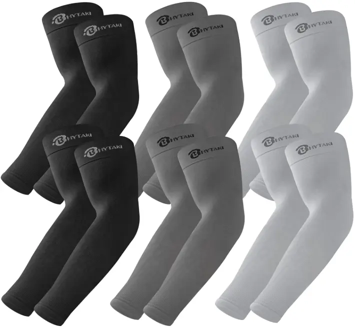 BHYTAKI UV Sun Protection Arm Sleeves, UPF 50 Sports Cooling Arm Compression Sleeves for Men Women Teenager