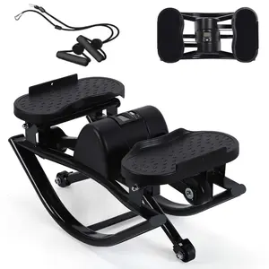 U-Shaped Lateral Stepper with Resistance Bands & Anti-Slip Mat, Compact Low Impact Home Fitness Equipment for Daily Movement