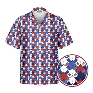Vintage Eyes Up Here - American Tatas 4th of July US Flag Patriotic Men's Hawaiian Shirt and Short Light Beer Lovers Swim Trunks, Father's Day Aloha Gift for Him, Trendy Casual Breathable Surfing Beach Shorts Swimwear Menswear