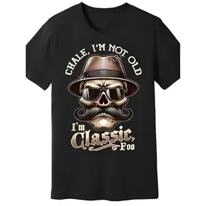 [100% Cotton] Men'S I'M Not Old, I'M Classic Foo Graphic Tee - Funny Cholo Chicano Lowrider Design Casual Cotton T-Shirt For Men And Women