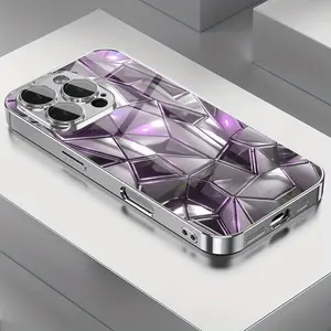 Colorful Vivid Crystal Texture Abstract Glass Case for iPhone 11/12/13/14/15/16 Pro Max/XS/XR/7/8 Plus, Shockproof and Dirt-Proof Soft Case