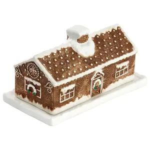 Martha Stewart 7in x 3.7in Gingerbread House Butter Dish