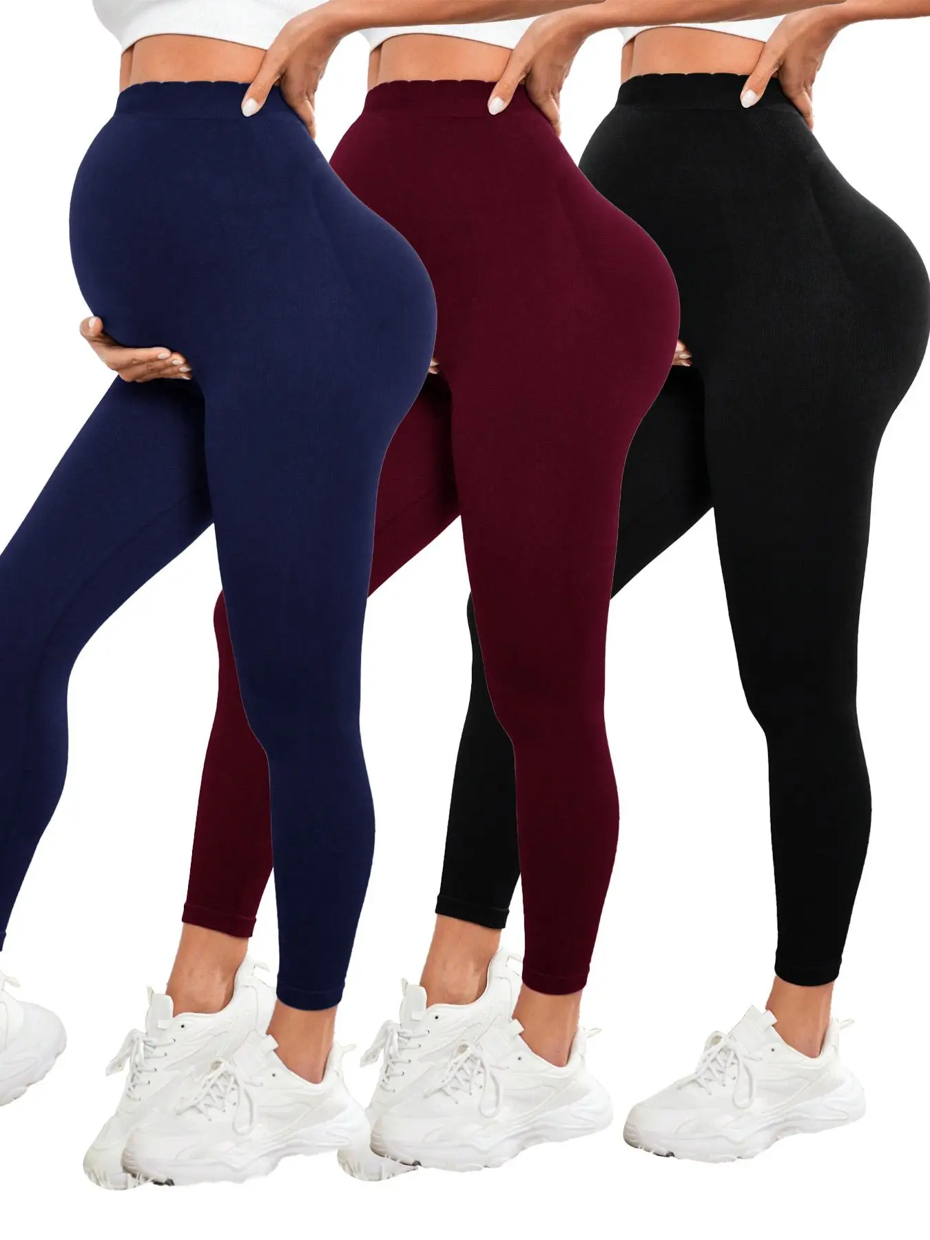 Pregnant Women High-Waist Belly Support Pants, Maternity Apparel, Maternity Clothing, Casual Plain Design, All-Season Comfortable Yoga Bottoms, Seamless Sportswear