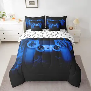 Gamer Comforter Set with Sheets,Gaming 7 Piece Bedding Set for Teens,Bed in A Bag