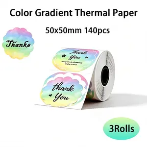 Color Gradient Thermal Label Paper (50mmx50mm), Flower Shape Labels, Waterproof, Compatible with Mini Printers, Portable Thermal Printer Labels