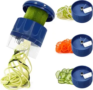 Vegetable Spiralizer 3 in 1 Spiralizer for Veggie Noodles, Adjustable Zucchini Noodle Maker, Cucumber, Zucchini & Carrot - Blue