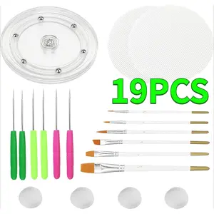 19PCS/Set Cookie Decorating Kit Supplies Including 1 Acrylic Cookie Turntable 6 Cookie Scribe Needle2 Silicone Mesh Mats 6 Cookie Decoration Brushes 4 Rubber Feet Bumpers - Home Improvement. Bakeware