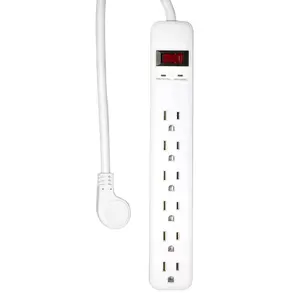NEW 6-Outlet Power Strip Surge Protector with 3ft Cord and Overload Protection White PRIVATE