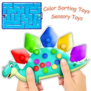 Dinosaur Color Sorting Sensory Toy & Sensory Toys Fidget Maze, Fine Motor Skills Game, Gel Filled Sensory Items, Calming Toys, Travel Toy Learning Fidgets, Gift for Toddler