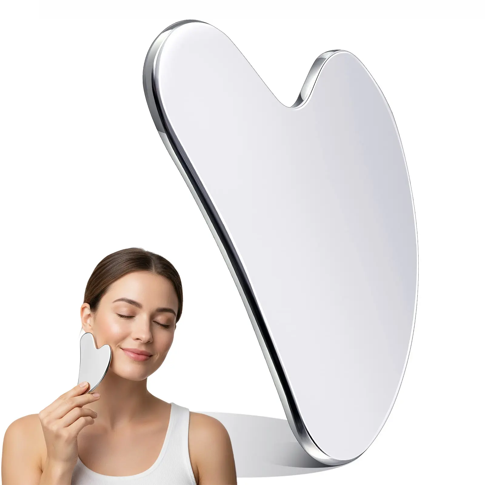 304 stainless steel gua sha tool, used for facial and body massage, essential for professional skincare and beauty, comfortable gua sha tool, body care skincare tool