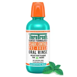 TheraBreath Plaque Control Mouthwash,Pre-Brush Rinse Cool Mint Oral