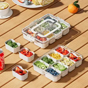 8 Grids Divided Serving Tray for Fruits, Snacks, and Seasonings - Kitchen Utensil and Gadget Container Organizer Storage Food Storage