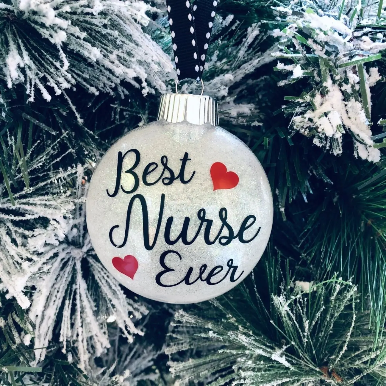 Nurse Ornament | Nurse Gift | Best Nurse Ever | Glitter Ornaments | Nurses Ornament | New Nurse | Essential Worker | Nurse Cute gift