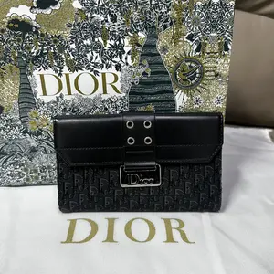 Pre-owned Dior Black Monogram Punk Wallet(sz H19857)