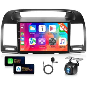 9-Inch Tempered Glass Touchscreen Car Radio for 2000-2005 2006 Toyota Camry, Android 15 Car Video Player with 2G+64G, Wired CarPlay, Android Auto, 1080P, Bluetooth, WiFi + AHD Backup Camera, CarPlay Touchscreen