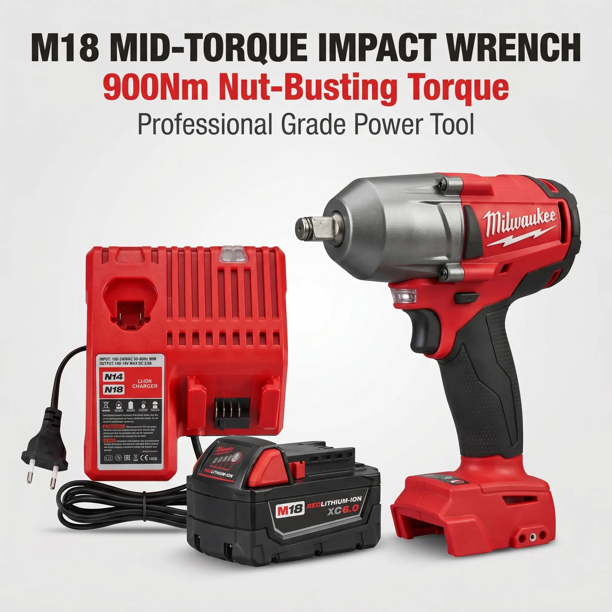 Milwaukee M18 FMTIWF12  900Nm Cordless Impact Wrench 1/2 Inch High Torque Power Tool With 3 Mode Speed Control M22 Bolt Capacity for Mechanics Automotive Service Construction Workshop Equipment Maintenance Hand Tools