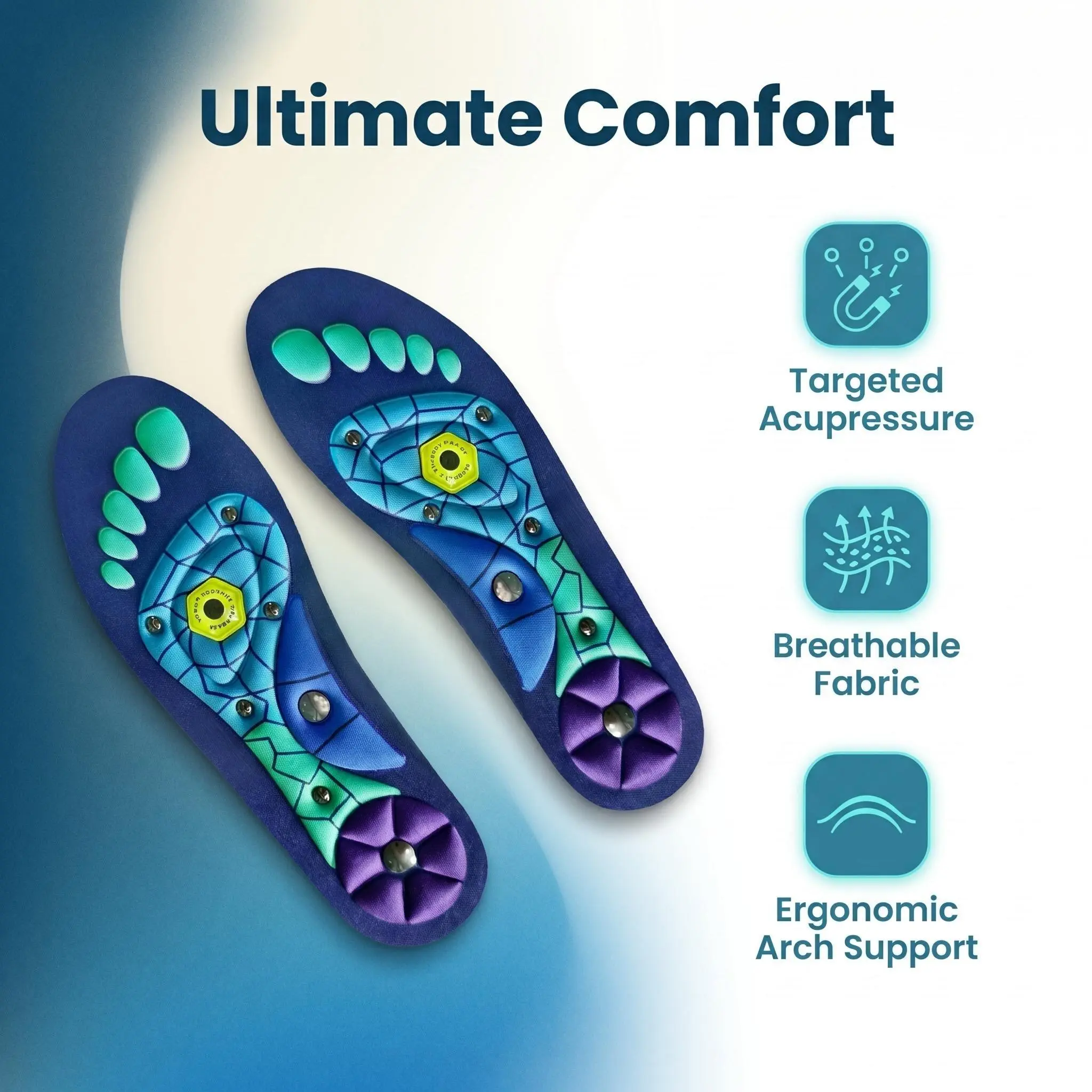 Unisex Outdoor Comfort Insoles with Arch Support and Cushioning for Hiking, Running