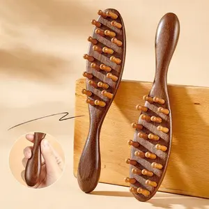 Multifunctional Sandalwood Massage Comb, Scalp Shoulder Neck Leg Massager, Anti-Static Handmade Gentle Detangling Brush, Suitable for All Ages