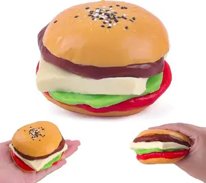 Hamburger Squishies Toy, Ultra Soft Silicone Realistic Burger Food Squeeze Fidget Toys Stress Relief for Kids Adults Autism Birthday Gifts