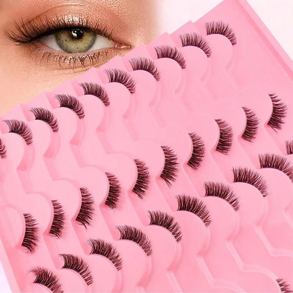 20 Pairs Half Lashes Natural Look, Clear Band Wispy Fluffy Cat Eye, Short Accent Lashes for Eyes, Separated False Eyelashes, Synthetic Lashes, Enhance Your Gaze Instantly, Doll Eyelashes